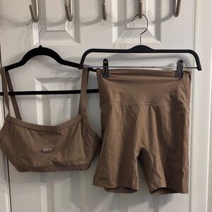 SET Active Brown Sports Bra and Shorts Set